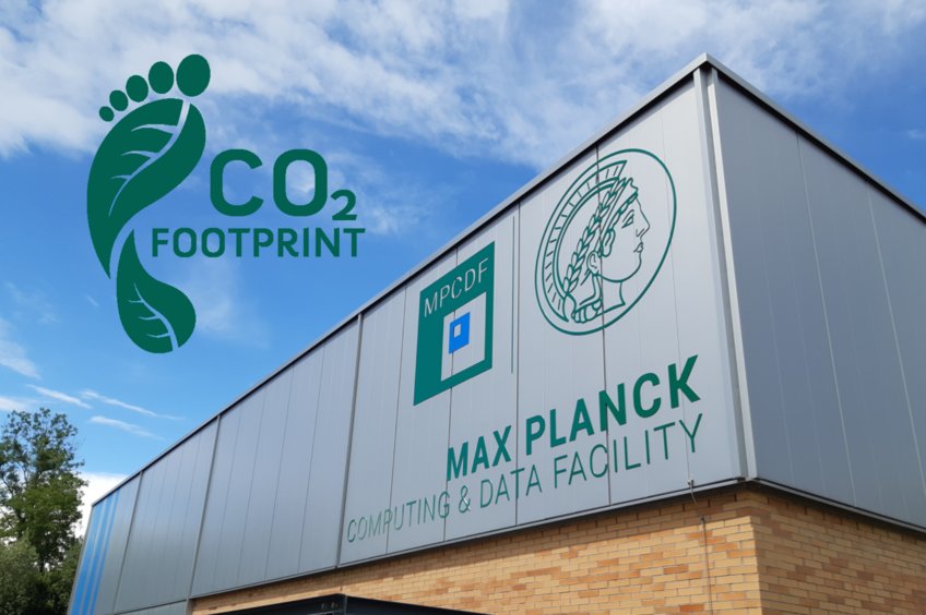 CO2 footprint MPCDF with picture of MPCDF building
